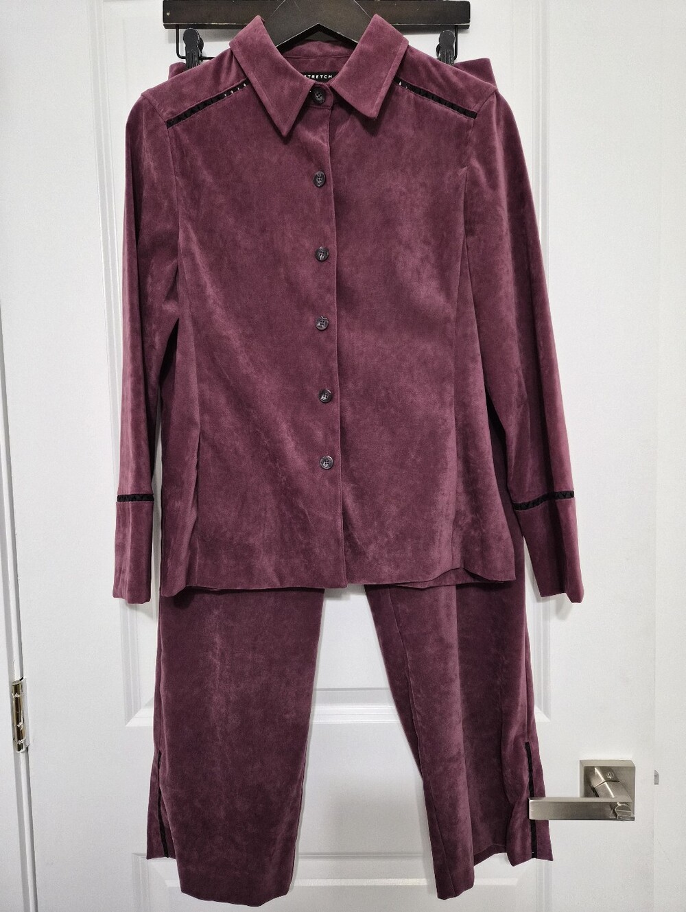Norton McNaughton 10P Button-Front Shirt & Pant Set Dark Plum